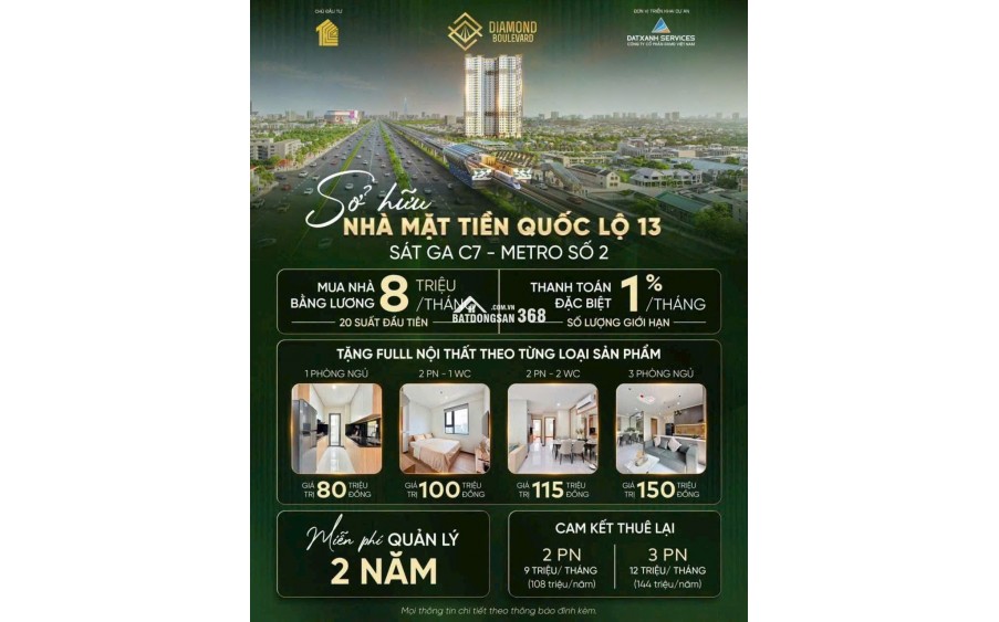 BÁN CĂN HỘ 2PN MẶT TIỀN QUỐC LỘ 13 CHỈ TỪ 2,4 TỶ THANH TOÁN 20% NHẬN NHÀ